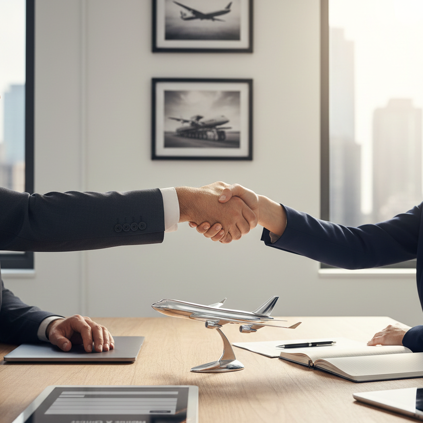 Handshake in Madrid office